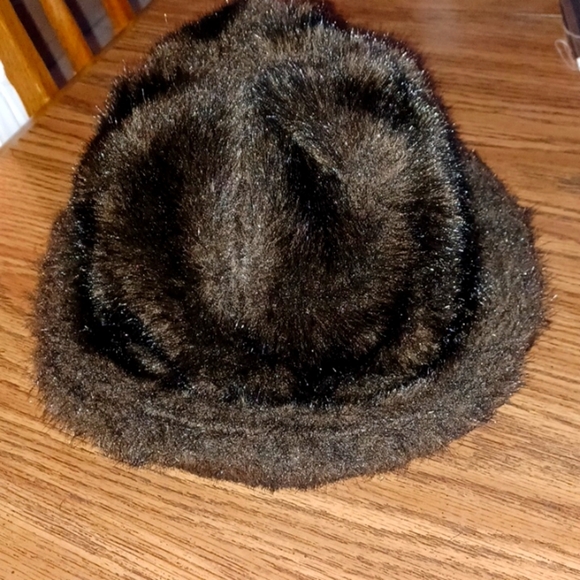 Vintage Brown Faux Fur Bucket Hat, s-m, sold at Gimbels, warm cozy - Picture 1 of 5